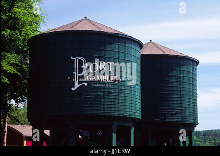 Serbatoi per acqua, Port Gamble, Washington Foto Stock