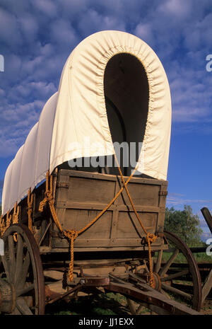 Il carro coperto a due assi su Oregon Trail, Whitman mission Sito Storico Nazionale, Washington Foto Stock