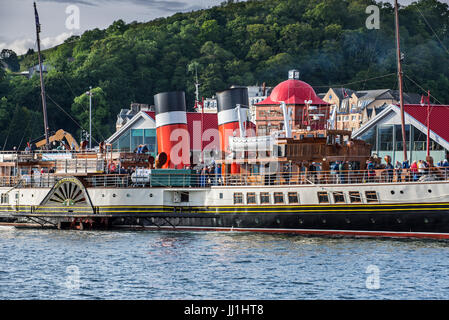 PS Waverley, ultimo per la navigazione marittima porta passeggeri battello a vapore nel porto di Oban, Argyll and Bute, Scozia Foto Stock