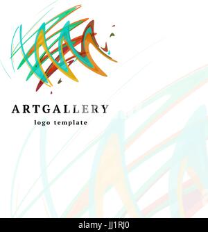 Abstract art gallery vettore logo moderno. Insolito isolato di vernice logotipo dell'immagine. Luminoso colorato disegno creativo arte spalmatura Illustrazione Vettoriale