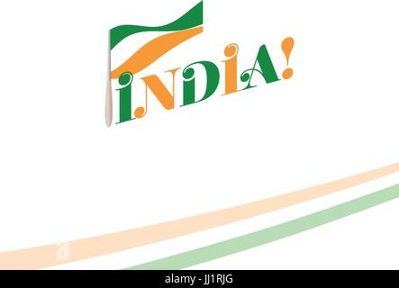 Giorno di indipendenza di India dall'Impero Britannico isolare il segno del vettore in stile retrò logotipo. Universal del Logo per i giorni festivi in Indian Rep Illustrazione Vettoriale