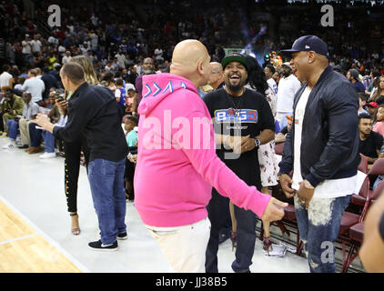 Fat Joe, Ice Cube e LL Cool J frequentare il Big 3 campionato Phiily, PA su 7/16/17 Foto Stock