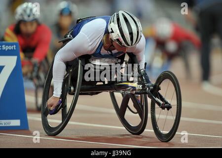 Stratford, UK. 17 lug 2017. Tatyana McFadden (USA) nel womens 400m T54. Mondo para di atletica. London Olympic Stadium. Queen Elizabeth Olympic Park. Stratford. Londra. Regno Unito. Credito: Sport In immagini/Alamy Live News Foto Stock