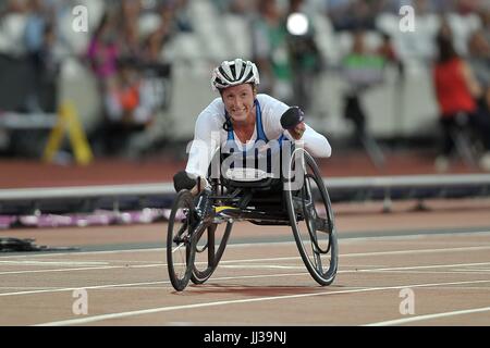 Stratford, UK. 17 lug 2017. Tatyana McFadden (USA) nel womens 400m T54. Mondo para di atletica. London Olympic Stadium. Queen Elizabeth Olympic Park. Stratford. Londra. Regno Unito. Credito: Sport In immagini/Alamy Live News Foto Stock