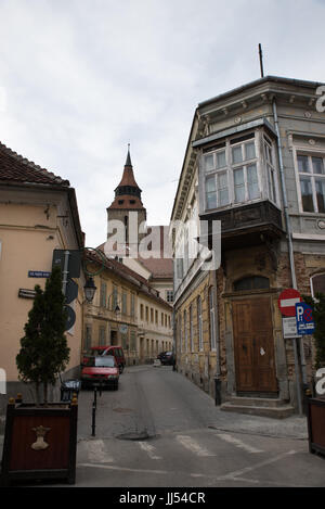 Il vecchio centro della città di Brasov, Transilvania, Romania Foto Stock