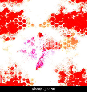 Seamless sfondo rosso pattern con i tratti di pennello e punti Foto Stock