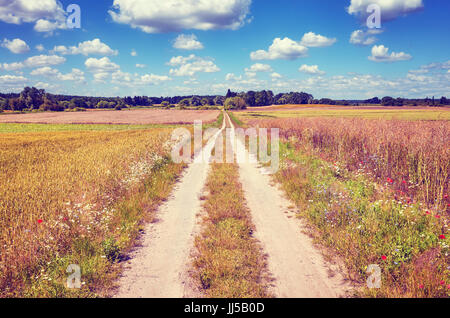 Vintage immagine stilizzata di una strada di campagna. Foto Stock