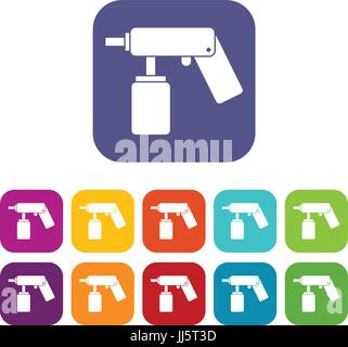 Spray aerosol può bottiglia con un ugello di set di icone Illustrazione Vettoriale