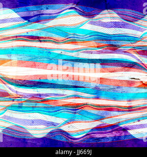 Abstract acquerello su sfondo colorato con elementi ondulati Foto Stock