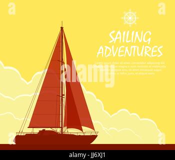 In barca a vela al tramonto Illustrazione Vettoriale