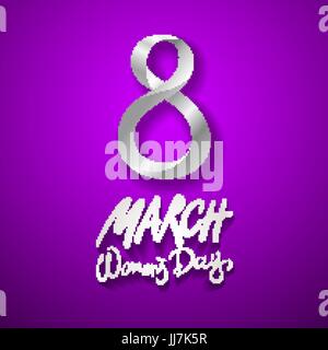 Marzo 8 biglietto di auguri. International Womans giorno. vettore. viola tecnica di sfondo Illustrazione Vettoriale