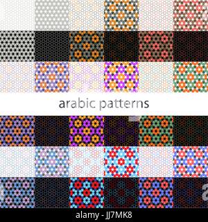 Modelli con ornamenti geometrici. Set di vettore di arabo seamless textures Illustrazione Vettoriale