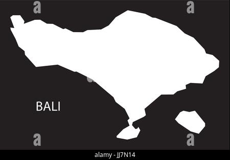 Bali Indonesia mappa black silhouette invertito illustrazione forma Illustrazione Vettoriale