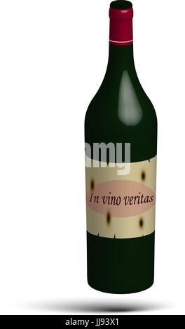 Bottiglia di vino, fatta in un stile realista. su sfondo bianco Illustrazione Vettoriale