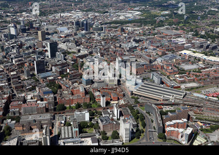 Vista aerea del centro della città di Manchester, Regno Unito Foto Stock