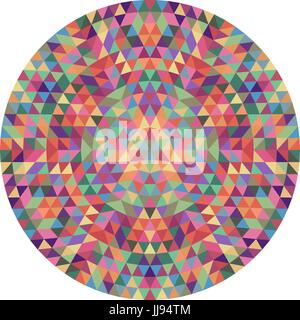 Round triangolo geometrico mandala design - simmetrica modello vector graphic art da triangoli Illustrazione Vettoriale