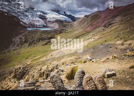 Ausangate glaciale gamma di montagna & laghi, Perù Foto Stock