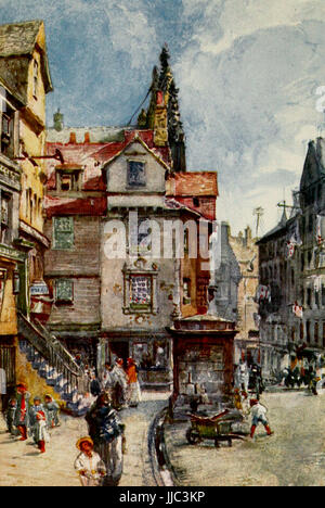 John Knox's House, High Street - Edimburgo, Scozia, circa 1908 Foto Stock