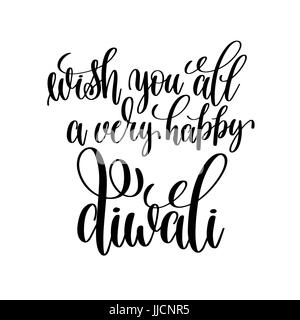 Auguro a voi tutti un felice Diwali - nero calligraphy Illustrazione Vettoriale