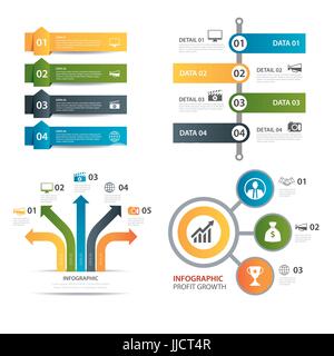 Set di modelli infografico design piatto Illustrazione Vettoriale