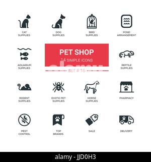 Pet Shop - moderno semplice linea sottile icone del design, pittogrammi impostato Illustrazione Vettoriale