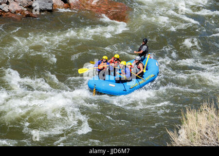 White water rafting sul fiume Arkansas, vicino alla città di Canon, Colorado, STATI UNITI D'AMERICA Foto Stock