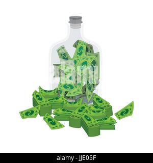 Di dollari in banca. Concetto di sicurezza del deposito. Nonna metodo. Illustrazione per il design. Illustrazione Vettoriale