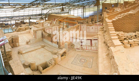 Panorama di pietra romana case a schiera camera con pareti decorate in Efeso sito archeologico in Turchia Foto Stock