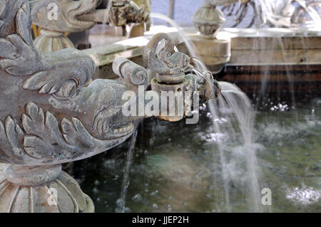 Dettaglio di una vecchia fontana del XVI secolo Foto Stock