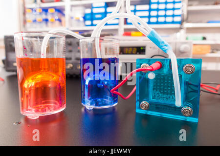 La ricerca sulle celle a combustibile in laboratorio Foto Stock