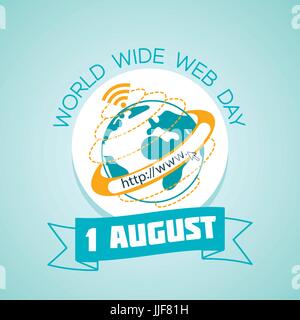 Calendario per ogni giorno su 1 agosto. Biglietto di auguri. Holiday - world wide web al giorno. Icona di stile lineare Illustrazione Vettoriale