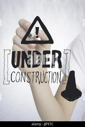 Composito Digitale della scrittura a mano costruzione scarabocchi contro uno sfondo bianco Foto Stock