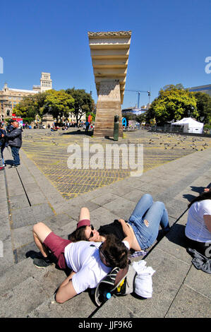 Plaça de Catalunya, Plaza de Cataluña, Piazza Catalonia. Barcellona Foto Stock