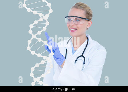 Composito Digitale dei medici i modelli con grafica di DNA o sfondi Foto Stock