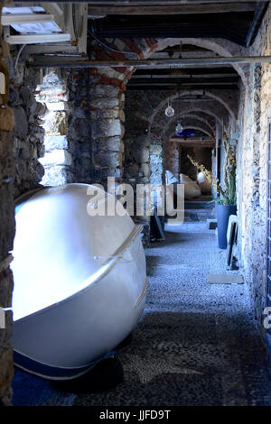 Scorcio di Tellaro village, Lerici e La Spezia, Italia Foto Stock