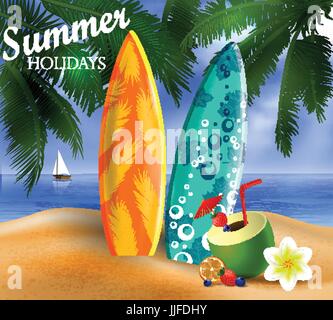 Esotici cocktail di cocco Illustrazione Vettoriale