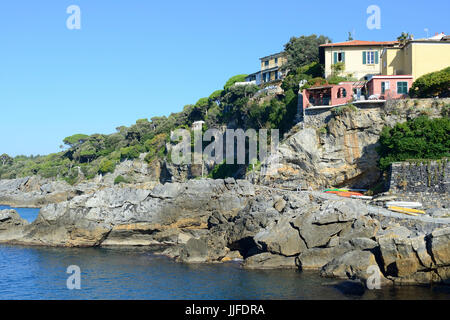 Scorcio, Tellaro village, Golfo dei Poeti Il Golfo, promontorio Montemarcello Magra, La Spezia; Liguria, Italia, Europa Foto Stock