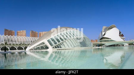 VALENCIA, Spagna - 24 luglio 2017: costruzione emisferica.La Città delle Arti e delle scienze è un complesso di intrattenimento. Foto Stock