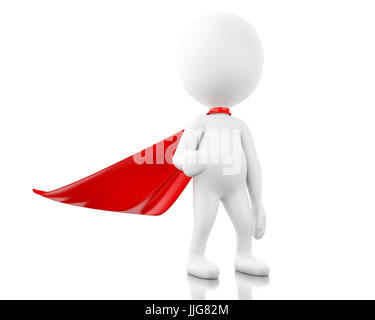 3D renderer immagine. Super Hero con red cape. Isolato sullo sfondo bianco. Foto Stock