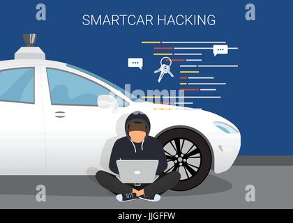 Smart Auto attacco di hacking Illustrazione Vettoriale