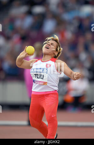 La Tunisia è Raoua Tlili compete in campo femminile colpo messo F41 Final durante il giorno sei del 2017 World Para di Atletica a Londra Stadium. Foto Stock