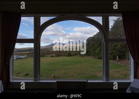 La visualizzazione della finestra, Chateau Tongariro, Mt Ruapehu, Nuova Zelanda Foto Stock