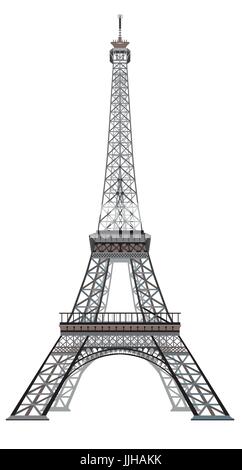 Illustrazione Vettoriale grigio e nero torre Eiffel isolati su sfondo bianco Illustrazione Vettoriale