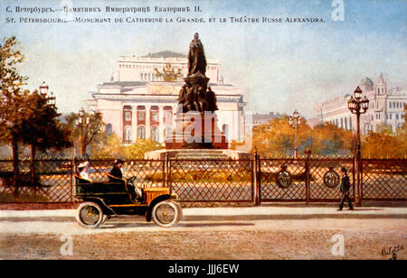 Teatro Alexandrinsky e il monumento a Caterina la Grande a San Pietroburgo, Russia, da Morris. Foto Stock