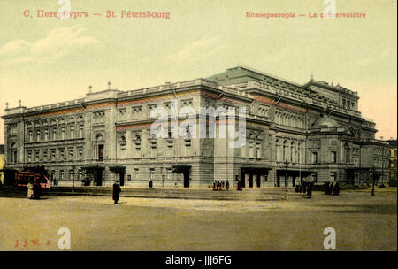 San Pietroburgo Conservatorio, Russia. Rimsky-Korsakov insegnato qui. Inaugurato nel 1862 da cartolina. Foto Stock