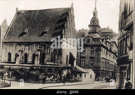 Sinagoga Alt-Neu / Sinagoga Vecchia-Nuova Praga con la comunità ebraica centro. Nel quartiere ebraico di Praga ex ghetto medievale. c. 1890s. Cartolina pubblicato da raggiungere, Praga. Connessione di Kafka Foto Stock