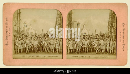 Guillaume Tell (William Tell) di Gioachino Rossini (1792-1868), stereoscopica card (B+W), fotografia del cast originale, 1860s - dalla serie Les teatri de Paris - 6 Scene Vues au stereoscopio. Foto Stock