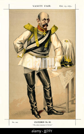 Otto von Bismarck - Ritratto in piedi. Vanity Fair caricatura da Coide (vero nome James Jacques Tissot, 1836-1902). La didascalia recita "tatesmen n. 66: i più abili in Europa", datato 15 ottobre 1870. Dell OvB, ministro degli Affari esteri della Prussia (noto anche come conte von Bismarck-Schoenausen; noto per unificare la Germania; più tardi divenne il primo cancelliere della Germania): 1 aprile 1815 - 30 luglio 1898. Foto Stock