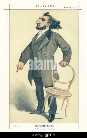 Léon Gambetta - Ritratto in piedi. Vanity Fair caricatura da Montbard (vero nome Charles Auguste Loye, 1841-1905). La didascalia recita "tatesmen, n. 127: Egli ha divorato la Francia con attività", datato 19 ottobre 1872. LG: statista francese che hanno salito alla ribalta durante la guerra franco-prussiana: 2 aprile 1838 - 31 dicembre 1882. Foto Stock