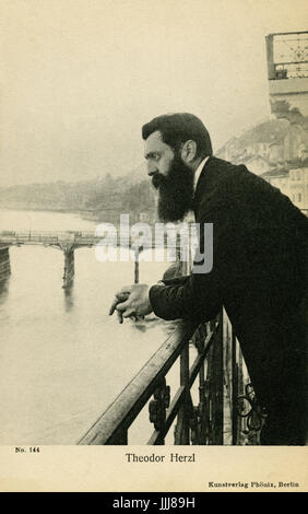 Theodor Herzl (2 maggio 1860 - 3 luglio 1904), nato Benjamin Ze'ev Herzl, fondatore del Mondo Organizzazione sionista, a Basilea, 1897 Foto Stock